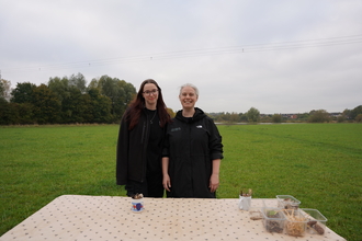 Carmen and Beth from the Do One Thing project making mug bug hotels