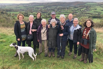 Emma Hutchins, Director for Nature’s Recovery at Gloucestershire Wildlife Trust (far left) with members of the Friends of Juniper Hill Field group. Together, the Trust has successfully completed the purchase of the beauty spot for the community and will manage the land providing more habitat for wildlife.