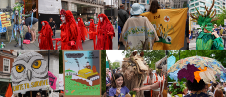 A picture collage of various creative works and costumes at RNN